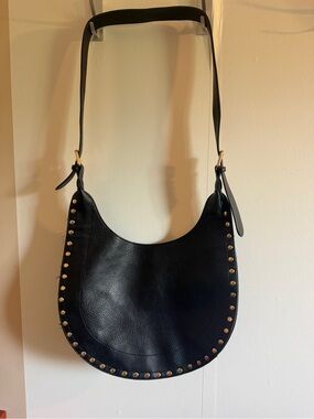 Antik Kraft Black Studded Hobo Shoulder Bag Crescent Purse